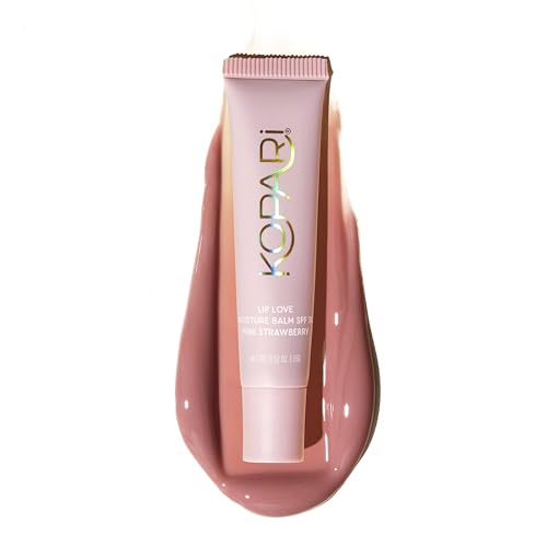 Kopari Lip Love Moisture Balm Pink Strawberry SPF 30 Mineral Zinc Lip Sunscreen, Vegan & Reef-Safe
