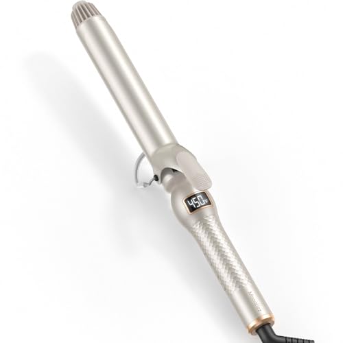 1.25 Inch Ceramic Curling Iron - Loose Wave Curling Wand for Medium & Long Hair - Dual Voltage, Gold, Variation of 1 1/4 Inch