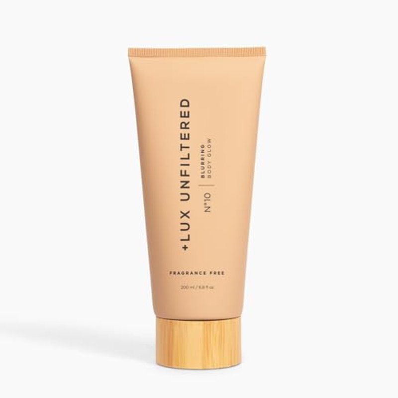 + Lux Unfiltered N¡Æ10 Blurring Body Glow Lotion - Instant Body Shimmer Lotion that Blurs Imperfections and Hydrates with Shea Butter, Squalane & Vitamin C - Vegan, Cruelty Free, Fragrance Free