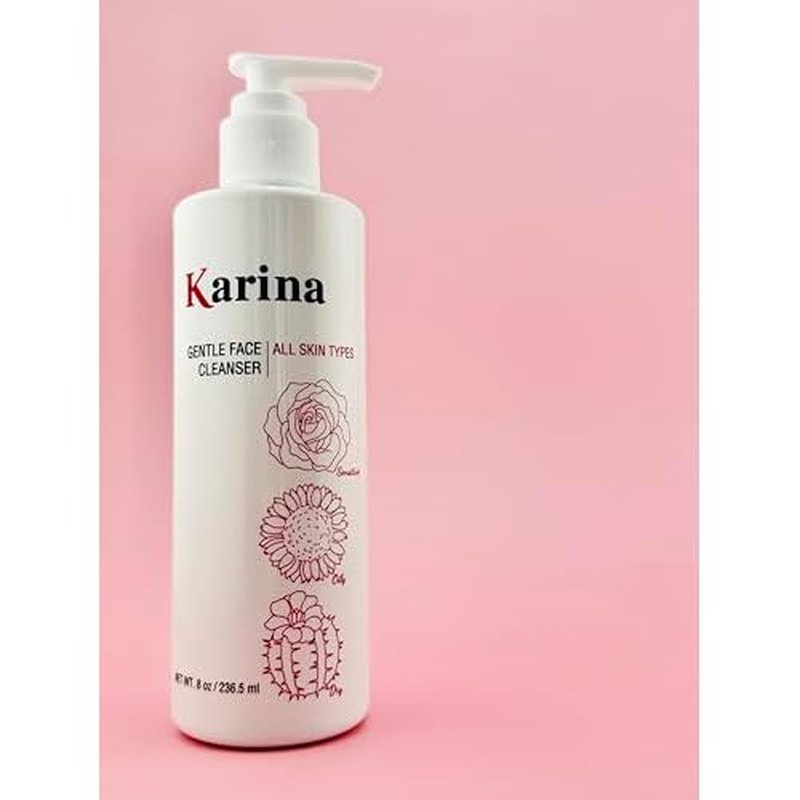 Karina Skincare - Gentle Face Cleanser - Daily Cleanser - For Clean, Fresh, Soft Skin - Removes Makeup - Aloe Vera, Rosemary, & Gingko biloba Extracts - Designed For All Skin Types - 8oz