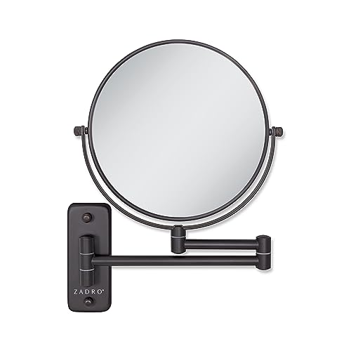 Zadro 7" Wall Mounted Wardrobe, Vanity Makeup Mirror with Magnification & Extending Arm (Large | 12.25" x 12" | 8X/1X, Oil-Rubbed Bronze)