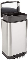 Amazon Basics Wide 5.3 Gallon Small Trash Can with Soft-Close Pedal, Removable Inner Bin, Nickel