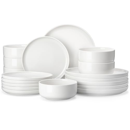 Ivory White 18-Piece Porcelain Dinnerware Set for 6 - Plates & Bowls