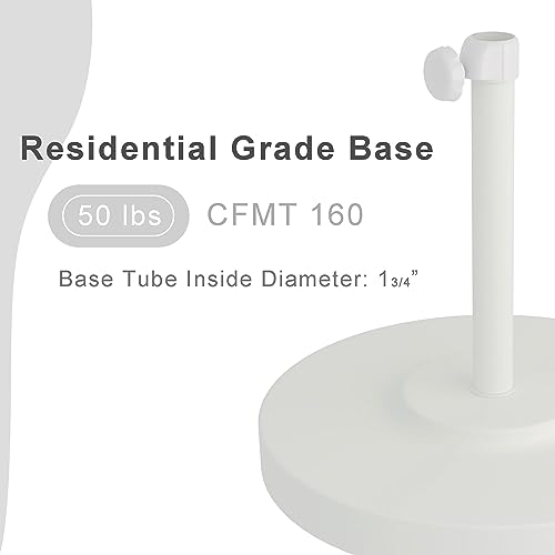 California Umbrella 50 lbs. Concrete Umbrella Base - White, Powder-Coated Steel, Round