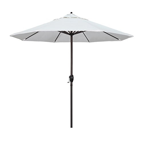 California Umbrella 9' Round Aluminum Patio Umbrella with White Olefin Fabric, Auto Tilt & Crank Lift - White