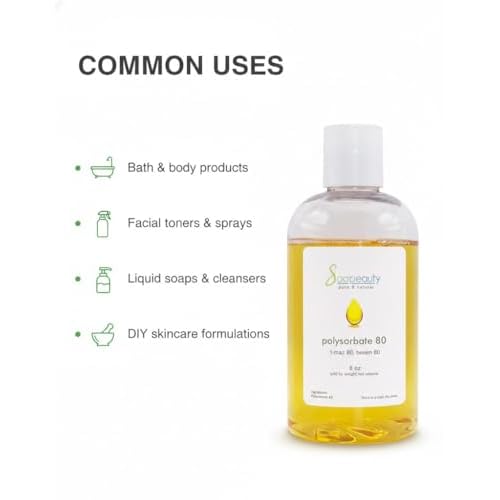 Soapeauty Polysorbate 80 (Tween 80, T-Maz 80) | 100% Pure Cosmetic Grade Solubilizer & Emulsifier | For Skincare, Bath & Body, DIY Formulations | 32 oz