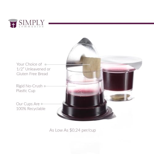 Simply Communion 200 Pre-Filled Communion Cups with Grape Juice & Bread - Tray & Seatback Pew Compatible - Easy Open, Ready-to-Serve, Made in USA