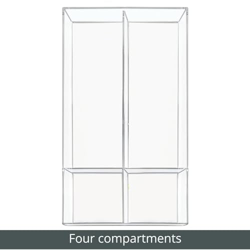 mDesign Plastic Divided Makeup Organizer Tray 8x16x2 Pack for Bathroom Vanity & Drawer - Clear