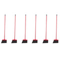 Angle Broom with Metal Handle - 11-inch Wide Floor Sweeper 6-Pack Black & Red