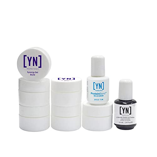 Young Nails Gel Kit - Starter Kit for Home, Beginners & Professionals - Trial Synergy Variation