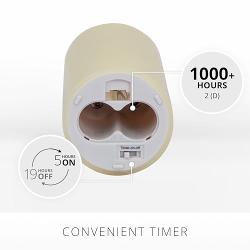 Luminara 4x9 Inch Flameless LED Candle Ivory Real Wax with Timer