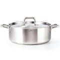 HOMICHEF 15 Qt Braiser Pan with Lid - Nickel Free Stainless Steel, 3-Ply Base, Matte Finish (Silver)