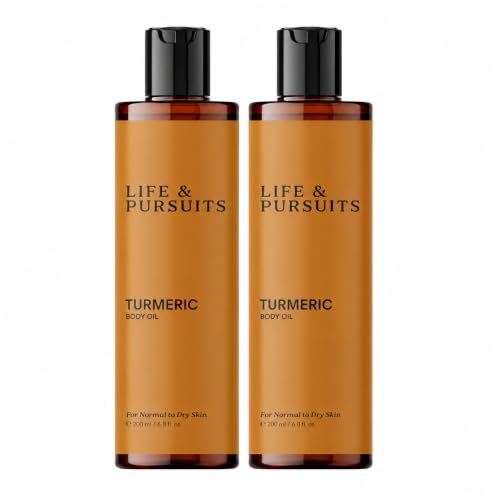 Turmeric Body Oil for Dry Skin - Pack of 2, 6.8 Fl Oz Lightweight Nourishing Moisturizer
