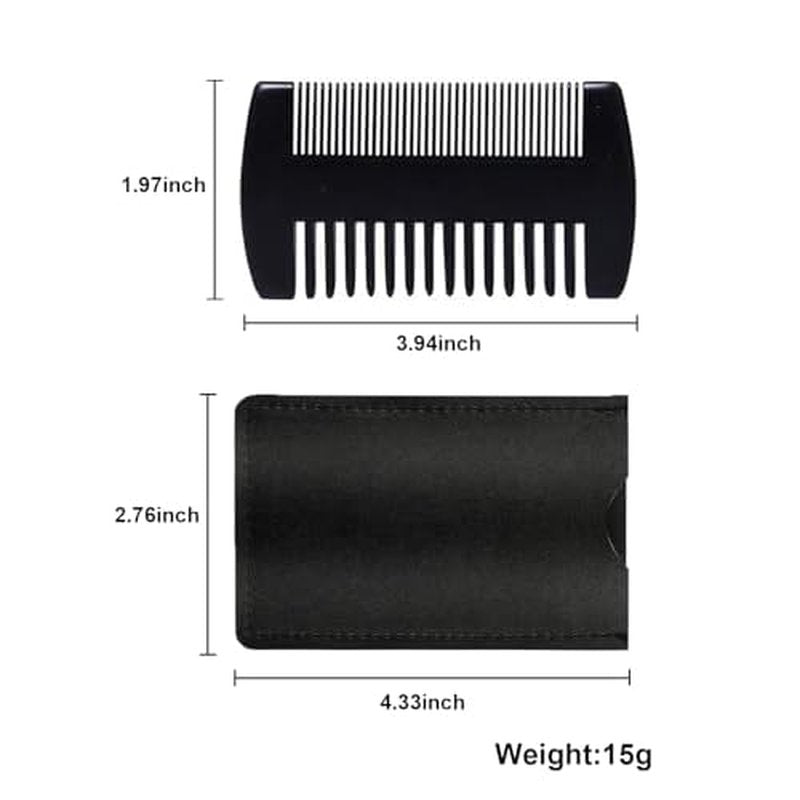 4 Pack Double-Sided Pocket Comb, Wooden Dual Action Beard and Mustache Comb Set with Leather Cases for Beards and Mustaches, Everyday Styling Comb For Detangling Knots, Beard Care & Grooming