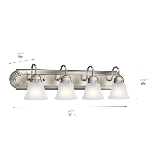 Kichler 4-Light Bathroom Vanity Light Fixture - Brushed Nickel 30"