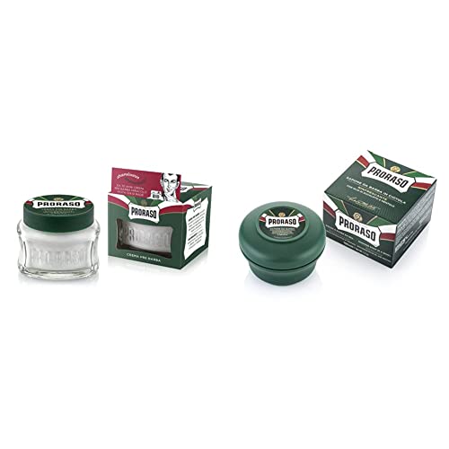 Refreshing Shaving Soap and Pre-Shave Set - Made in Italy, 5.2 Oz & 3.6 Oz