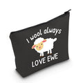 LEVLO Funny Lambs Farm Animals Lovers Gifts I Wool Always Love Ewe Makeup Bags Lamb Sheep Pun Xmas Valentine Travel Case (always love ewe-black)