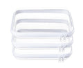White 3M Clear Hard Shell Zipper Pouches - Medium Organizers, Pack of 3