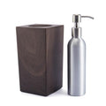Square Massage Oil Warmer - Leak-Proof Aluminum Bottle, 8.5 Fl.Oz, 140°F Max - Modern Wood-Grain Design for Spa & Salon