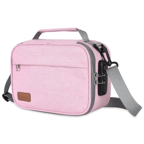 PODAHO Solid Travel Carrier Case with 10 Accessories, Multi-Use On-The-Go Organizers Box Case with Combination Lock, Portable Containers Pouch, Great Gift for Women, (Pink Set)