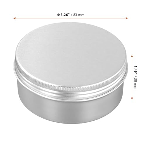 LEXININ 50 Pack Aluminum Tin Cans, 5 Oz Screw Top Tin Jar Containers, 3.26 x 1.5 Inch, Silver