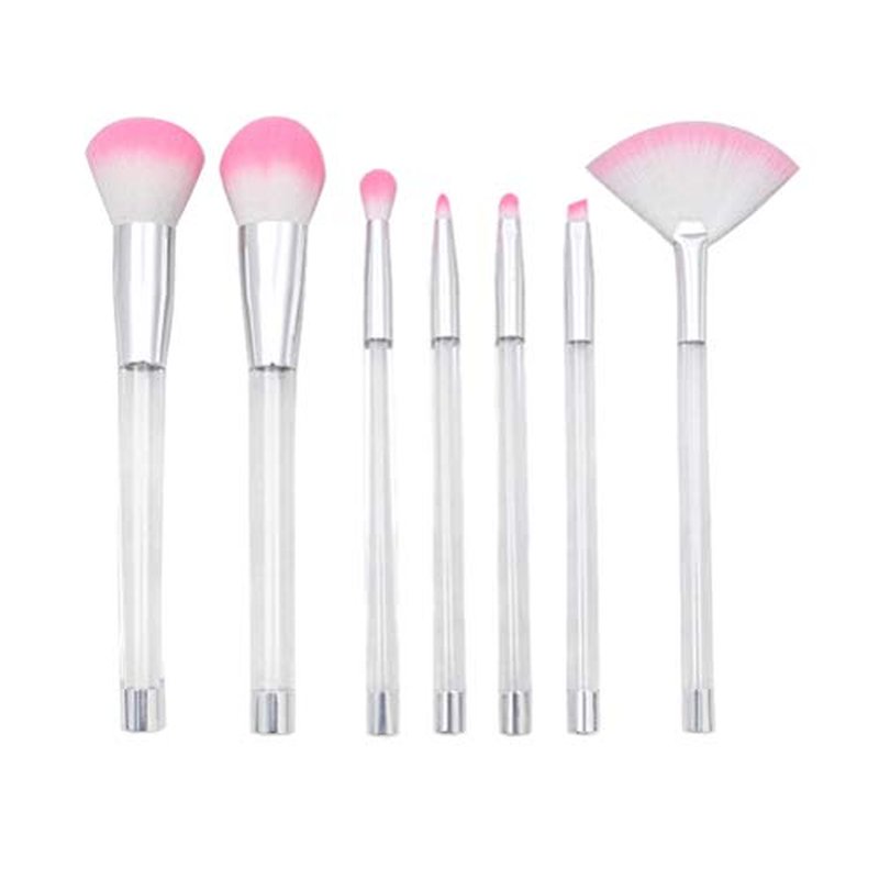 minkissy Transparent Makeup Brush Set with 7 Diy Empty Tube Handles Clear Cosmetic Brush Kit for Professional and Everyday Use 6.69 Inch