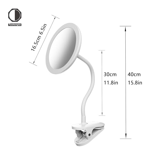 10X Magnifying Clip-On Makeup Mirror with Light - 6.5 Inch Travel Vanity with 360° Rotation