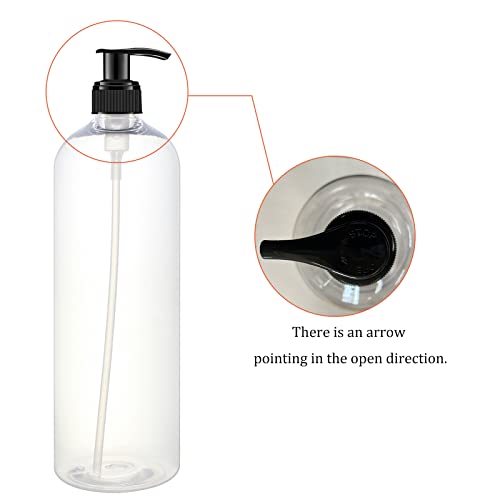 32oz 6 Pack Shampoo & Conditioner Dispenser Bottles with Pump - Clear Plastic