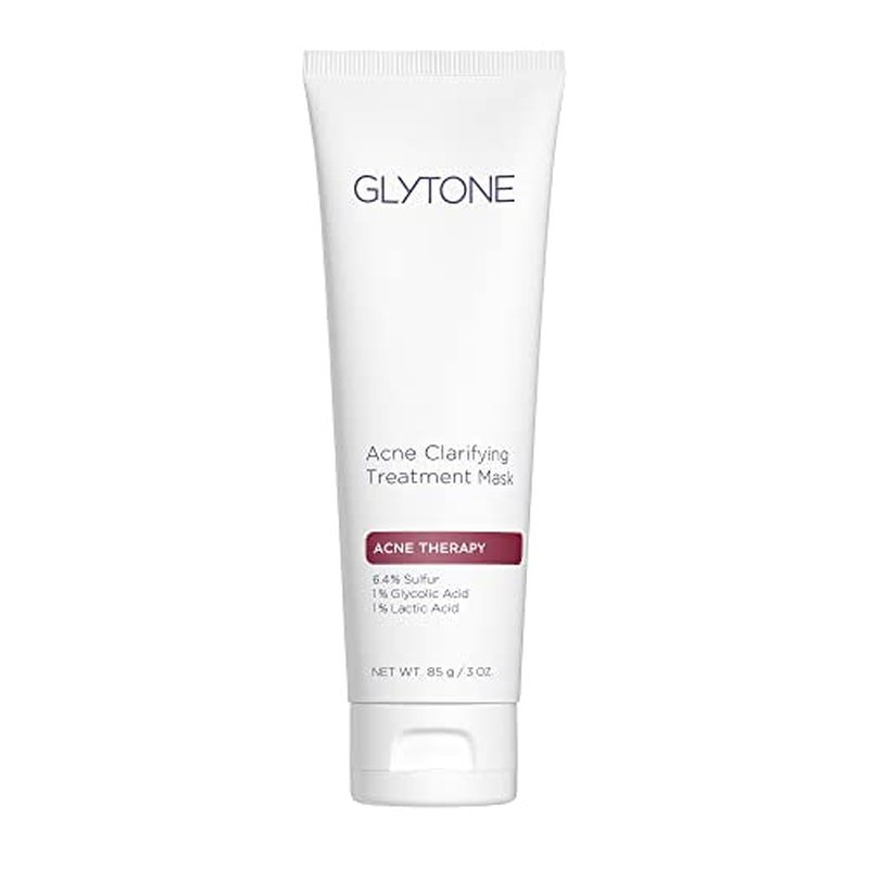 Glytone Acne Clarifying Mask | Sulfur Acne Face Mask Purify Pores and Clearer Complexion | Exfoliating & Soothing Therapy with 6.4% Sulfur, 1% Glycolic & Lactic Acid | Calming facial Clay - 3 oz