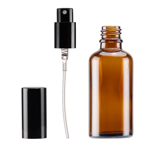 50ml Amber Glass Spray Bottles with Fine Mist Sprayer - 12 Pack