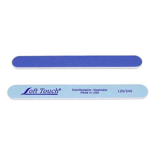 Soft Touch Nail File, Double Sided - 120/240 Grit, Light/Dark Blue, for Natural or Acrylic Nails, 7 Inch - 25 Piece