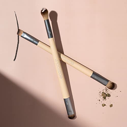 EcoTools Enhancing Eye Brush Set, Makeup Brushes For Liquid, Cream & Powder Eyeshadow & Eye Liner Application, Dual-Sided & Eco-Friendly, Synthetic Bristles, Cruelty-Free, 2 Piece Set