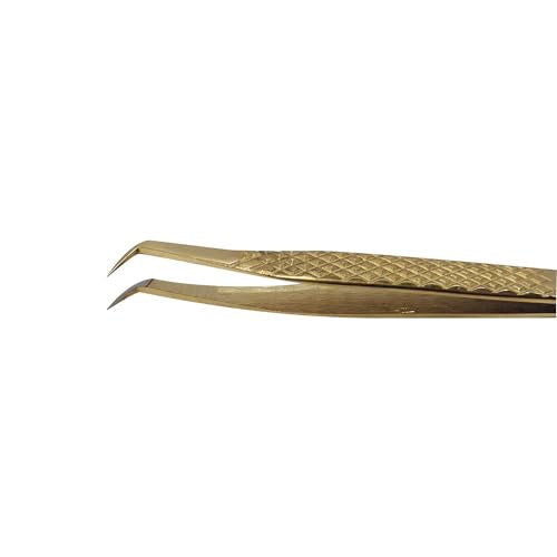 Extra Slim Bootie Tweezer - Diamond Grip Lash Tweezers for Eyelash Extensions - Fiber Tip Lash Tweezers for Volume Lash Extensions ? Gold