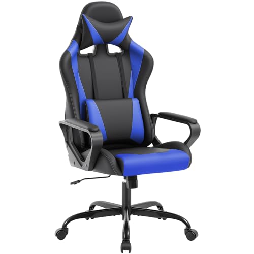 Blue Ergonomic Gaming Chair for Adults, Racing Style, Adjustable, BestOffice - Style1