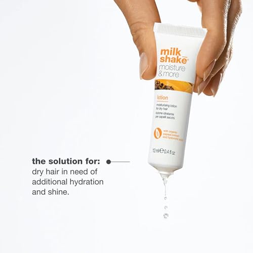 milk_shake Moisture & More Hydrating Lotion Vials - Intense Weekly Hydration Treatment for Dry, Dehydrated Hair | Restores Shine and Moisture | Tropical Scent