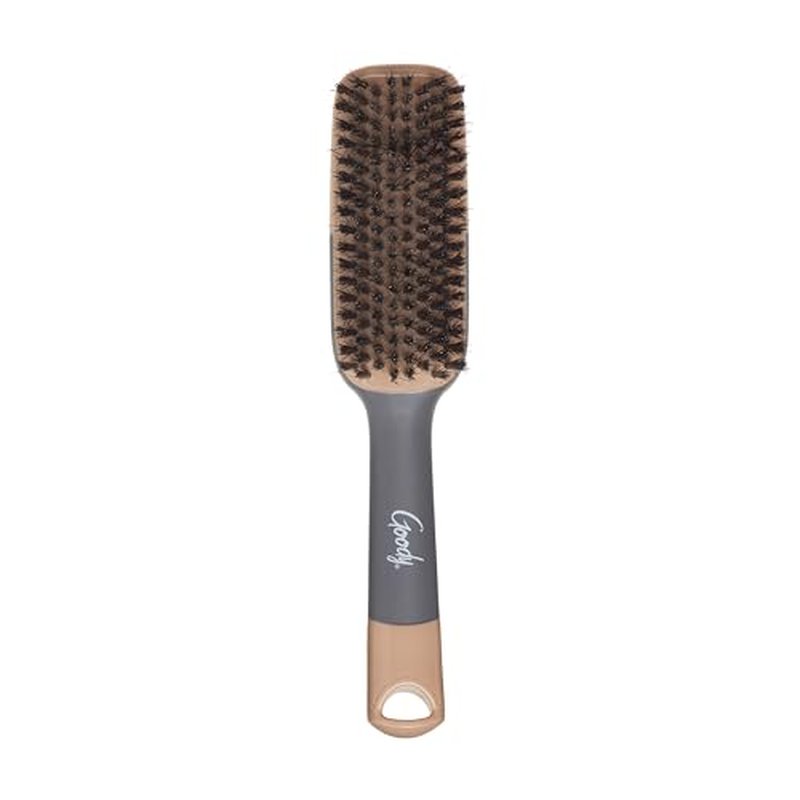 Goody Detangle It Boar Bristle Hair Brush, Use as a Detangling or Styling Brush, Conditions & Boosts Shine, Helps Tackle Knots & Reduce Frizz, For Wet or Dry Hair, Brown/Grey (Pack of 2)