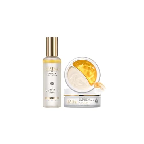 d'alba Piedmont White Truffle Double Serum & Cream and White Truffle First Aromatic Spray Serum Deep Hydration of VEGAN Skin Care for All Skin Types, Korean Skin Care (70g, 120ml)