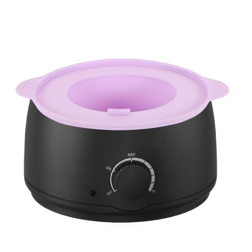 14 oz Silicone Wax Warmer Liner, Silicone Wax Bowl for Wax Warmer, Non-Stick Wax Melt Warmer Wax Pot , Reusable Wax Melt Liner with 100 Pcs Waxing Sticks Body Hair Removal Sticks (Pink+Purple)
