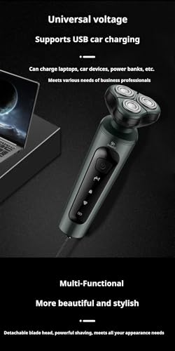 4-in-1 Electric Shaver for Men - Rechargeable Rotary Razor with Trimmer, Nose Hair Cutter & Facial Cleansing Brush
