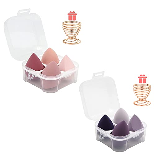 8 Pcs Makeup Sponges Blender Set & 2 Holder - Beauty Sponge Foundation Blending Blender with 1 Sponge Holder and Egg Case, Flawless for Cream, Powder and Liquid