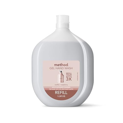 Method Gel Hand Soap Refills, Vanilla + Raspberry and Vetiver + Amber Scents, Biodegradable Formula, 34 Fl Oz (2 Pack)