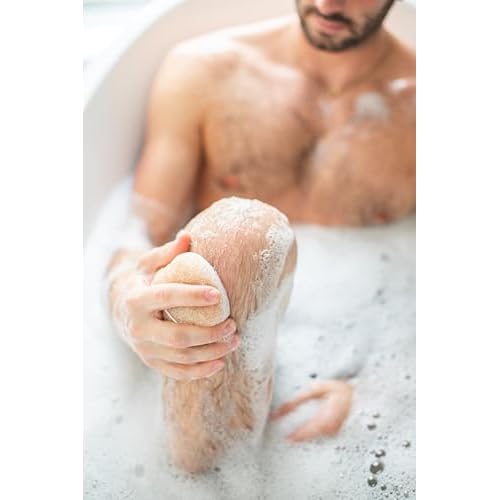 Bathorium Konjac Walnut Shell Body Sponge, Gently Cleanses Skin, Ideal for Daily Use, Made with Hand-Harvested Asian Konjac Root, Softens & Revitalizes, 1 Sponge