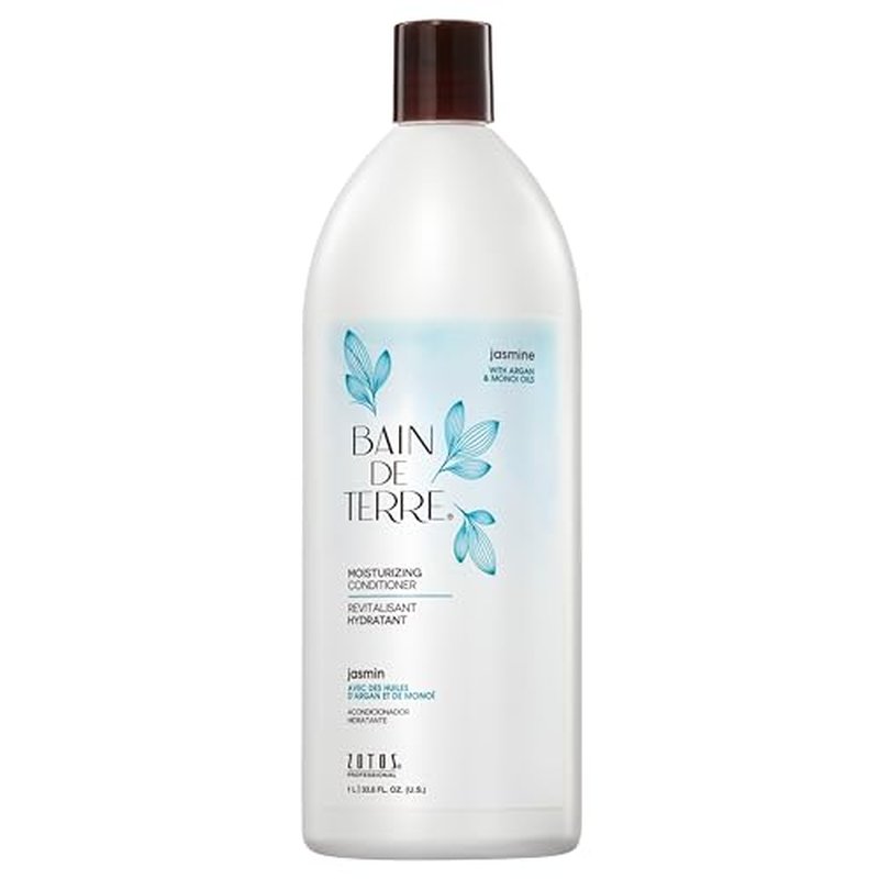 Bain de Terre Jasmine Moisturizing Conditioner, Rich Hydration for Dry Hair, with Argan & Monoi Oils, Paraben-Free, Color-Safe, Vegan