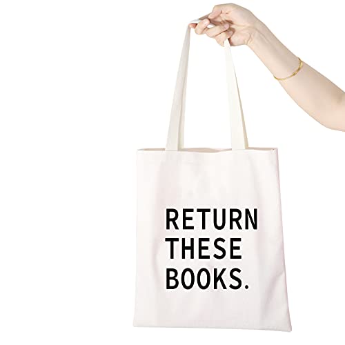 WCGXKO Funny Library Tote - Return These Library Return Bag for Book Clubs & Storage