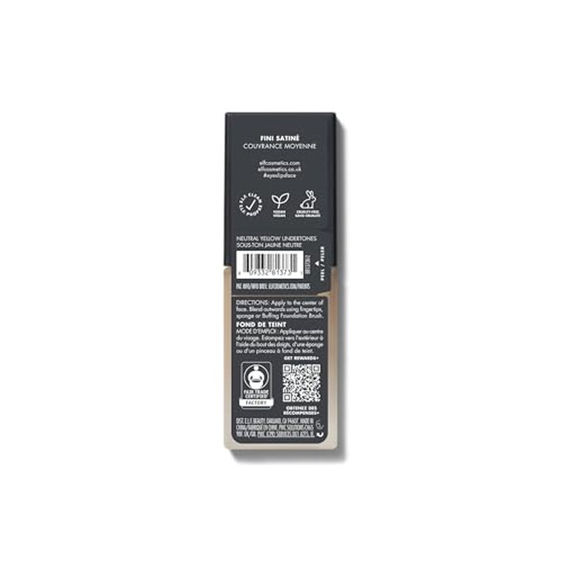 e.l.f. Flawless Satin Foundation, Lightweight & Medium Coverage, Semi-Matte Finish, Vegan & Cruelty-Free, Vanilla, 0.68 Fl Oz (20mL)