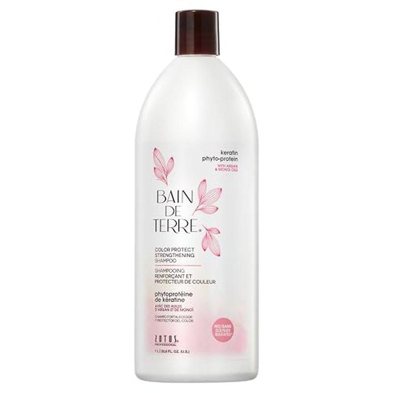 Bain de Terre Keratin Phyto-Protein Color Protect Strengthening Shampoo, Color-Safe Strengthening for Weak & Damaged Hair, Sulfate-Free, Paraben-Free