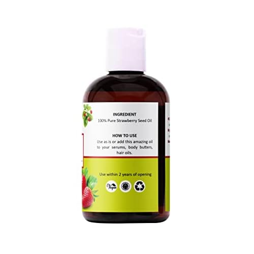 Unrefined Strawberry Seed Oil - 4 oz by Oslove | Natural and Cold Pressed | Use for Skin and Hair | Anti-Aging and Softening for Skin