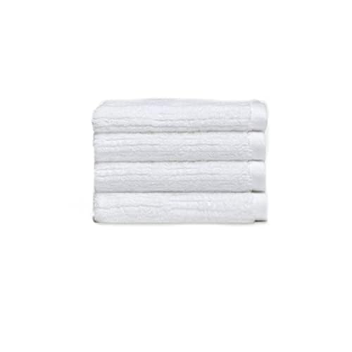 Cozy Earth Ribbed Washcloth Set - 60% Cotton 40% Viscose from Bamboo Bathroom Washcloths - Soft & Absorbent Textured Ribbed Pattern - 4 Pack White