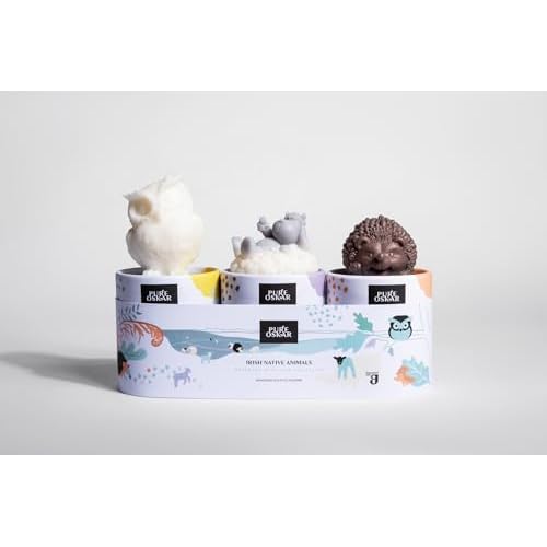 Set of 3 Handmade Irish Soaps Barn Owl, Little Lamb, Busy Hedgehog Natural Moisturizing Ingredients Irish Gift Made in Ireland Gift-boxed