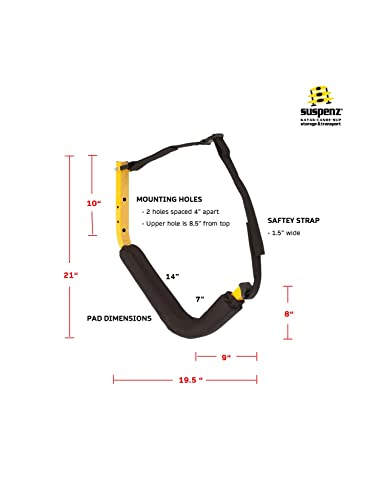 Suspenz EZ Kayak Rack - Yellow Wall Mount Storage for Canoes & Paddle Boards